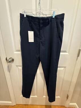 Zara Mens Birdseye Suit Pants Navy Blue Size 32